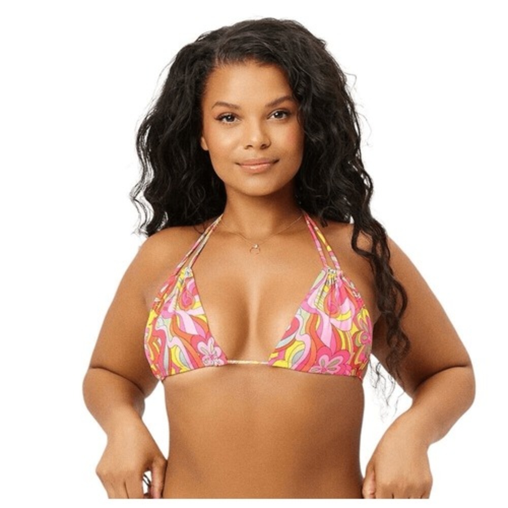 Frankie's Bikinis x Hailee‎ Steinfeld Far Out Sand Halter Bikini Top Pink Large